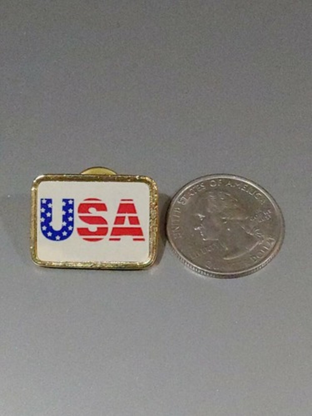 FAF USA Spellout Stars Stripe American Flag Sticker Metal Tie Lapel Pin 1" Vtg